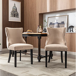Avis STILVORA Chaise de salle à manger 50/41/91 cm beige en velours avec dossier capitonné