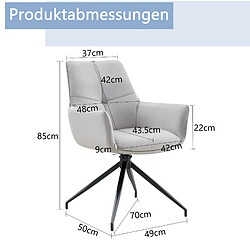 Acheter STILVORA Chaise pivotante 48/43,5/85 cm gris clair et noir en tissu et métal 360°