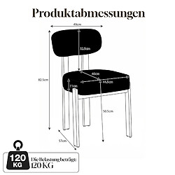 STILVORA Lot de 4 chaises de salle à manger 49/57/82,5 cm grises en lin dossier courbé pas cher