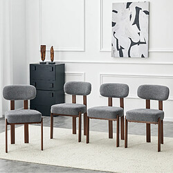 Avis STILVORA Lot de 4 chaises de salle à manger 49/57/82,5 cm grises en lin dossier courbé