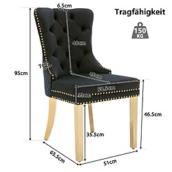 Acheter STILVORA Chaise de salle à manger 50,5/45/95 cm noir en velours avec pieds dorés