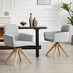 Avis STILVORA Chaise de salle à manger 46,5/44/85 cm gris clair en tissu avec rotation 360°