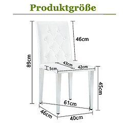 STILVORA Lot de 4 chaises de salle à manger 42/43/89 cm blanc argent en PU et métal pas cher