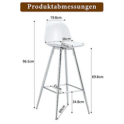 Acheter STILVORA Lot de 2 chaises de bar argent et transparent en métal et plastique ergonomiques