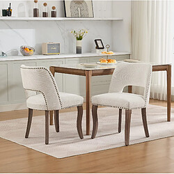 Avis STILVORA Chaise de salle à manger beige en chenille avec dossier enveloppant ajouré