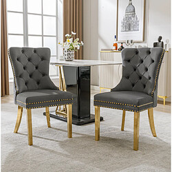 Avis STILVORA Chaise de salle à manger 50,5/45/95 cm grise en velours avec anneau décoratif