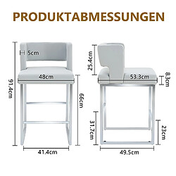Acheter STILVORA Lot de 2 tabourets de bar 91,4 cm gris clair en métal et similicuir PU rembourrés