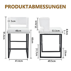 Acheter STILVORA Lot de 2 tabourets de bar 91,4 cm blanc et noir en métal et PU confortables