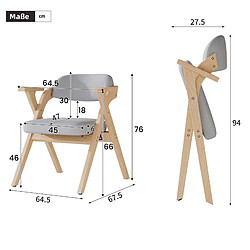 Acheter STILVORA Chaises de salle à manger pliantes grises en bois massif avec accoudoirs lot de 2
