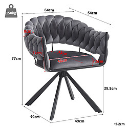 Avis STILVORA Chaise de salle à manger 64/54/77 cm grise en velours avec dossier plissé