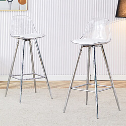 Avis STILVORA Lot de 2 chaises de bar argent et transparent en métal et plastique ergonomiques