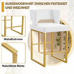 STILVORA Lot de 2 tabourets de bar 91,4 cm blanc et or en métal et PU rembourrés pas cher