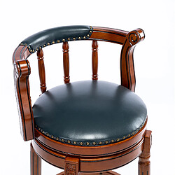 STILVORA Tabouret de bar 66 cm bleu en cuir véritable et bois pivotant à 360° pas cher