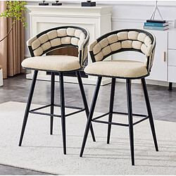 Avis STILVORA Tabouret de bar beige et noir en velours avec structure en métal et dossier tressé