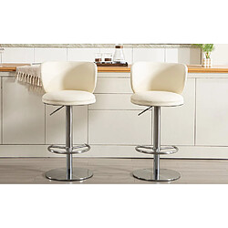 STILVORA Tabouret de bar 57,9/83,1 cm blanc en acier inoxydable réglable et pivotant pas cher