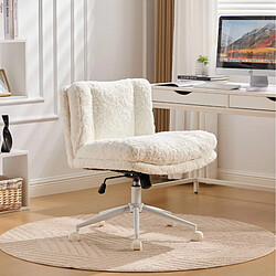 Avis STILVORA Chaise de bureau 67,1 cm crème en fausse fourrure avec assise extra-large