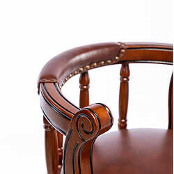 STILVORA Tabouret de bar 74,9 cm brun en cuir véritable et bois pivotant 360° pas cher
