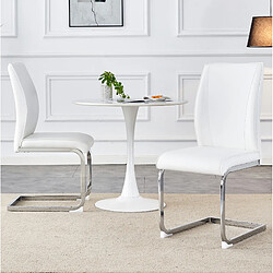 Avis STILVORA Chaise 44,5/43/50 cm blanc et argent en métal et PU avec dossier ergonomique