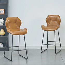 Avis STILVORA Lot de 2 tabourets de bar marron en cuir synthétique et métal avec dossier