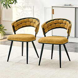 Avis STILVORA 2 chaises salle à manger velours jaune noir métal dossier enveloppant