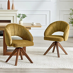 Avis STILVORA Lot de 2 chaises pivotantes 84 cm jaune gingembre en tissu et bois massif