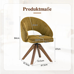 Acheter STILVORA Lot de 2 chaises pivotantes 84 cm jaune gingembre en tissu et bois massif