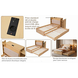 Avis ByteLike Cadre de lit extensible en bois massif naturel 90/180x200 cm