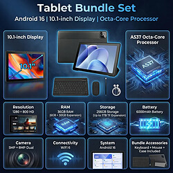 Avis byxsb Tablette 2-en-1 Android 16 10,1", 36 Go RAM, 256 Go ROM, Clavier et Souris