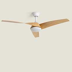 Ledkia Ventilateur de Plafond avec Éclairage Silencieux DC Eubea Bois Télécommande Grand pas cher