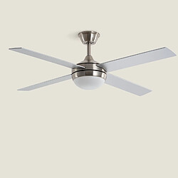 Ledkia Ventilateur de Plafond avec Éclairage Silencieux DC Pales en Bois Navy Evo Argent pas cher