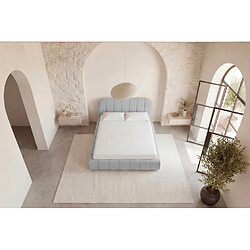 Casanova Lit coffre tissu texturé 200x200cm Gris clair pas cher