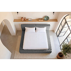 Casanova Lit coffre petit velours côtelé 200x200cm Gris foncé pas cher
