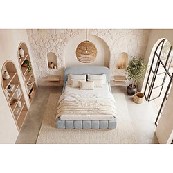 Casanova Lit coffre tissu texturé 160x200cm Gris clair pas cher