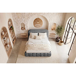 Casanova Lit coffre tissu texturé 160x200cm Gris foncé pas cher