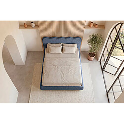 Casanova Lit tissu lisse 160x200cm Bleu pas cher