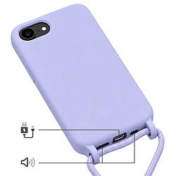 Acheter Avizar Coque pour iPhone 16e en Silicone avec Cordon en Nylon Tressé Ajustable Lavande