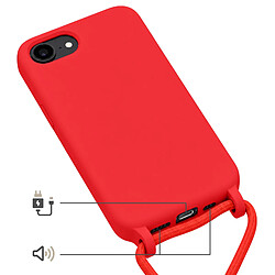 Acheter Avizar Coque pour iPhone 16e en Silicone avec Cordon en Nylon Tressé Ajustable Rouge
