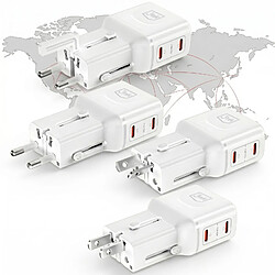 Avis 3mk Chargeur pour Smartphone / Tablette 2x USB-C 45W avec Prises UK / EU / US / AUS Blanc