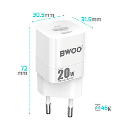 Acheter Bwoo Chargeur Secteur Rapide Universel Double Port USB-C et USB 20W Blanc