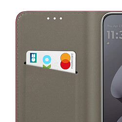 Avizar Étui pour Moto G87 avec Porte-carte Magnétique et Fonction Support Vidéo Bordeaux pas cher