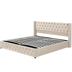 Acheter Lit Coffre 160x200 cm Modenvie rangement hydraulique velours beige