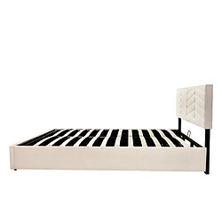 Acheter Lit Double 140x190 cm Modenvie tête de lit réglable velours beige