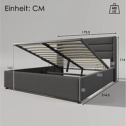 Avis Lit Coffre 160x200 cm Modenvie gris avec rangement et tête de lit rembourrée