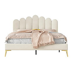 Lit Double 140x200 cm Modenvie tete de lit reglable sommier inclus Beige pas cher