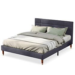 Lit Double Modenvie 140x200 cm avec sommier et matelas 7 zones gris pas cher