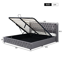 Avis Lit Coffre 180x200 cm Modenvie rangement hydraulique velours gris