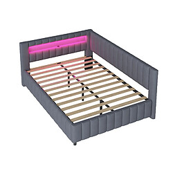Acheter Canapé-lit d'angle Modenvie 140x200 cm avec LED et USB en velours gris