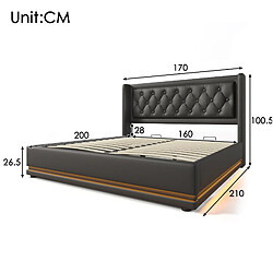 Avis Lit Coffre 160x200 cm - Modenvie - rangement hydraulique LED USB-C - Noir