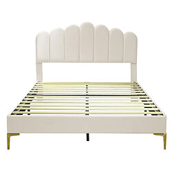 Acheter Lit Double 140x200 cm Modenvie tete de lit reglable sommier inclus Beige
