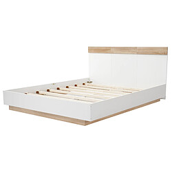 Acheter Lit Double 160x200 cm Modenvie avec sommier inclus sans matelas blanc chêne